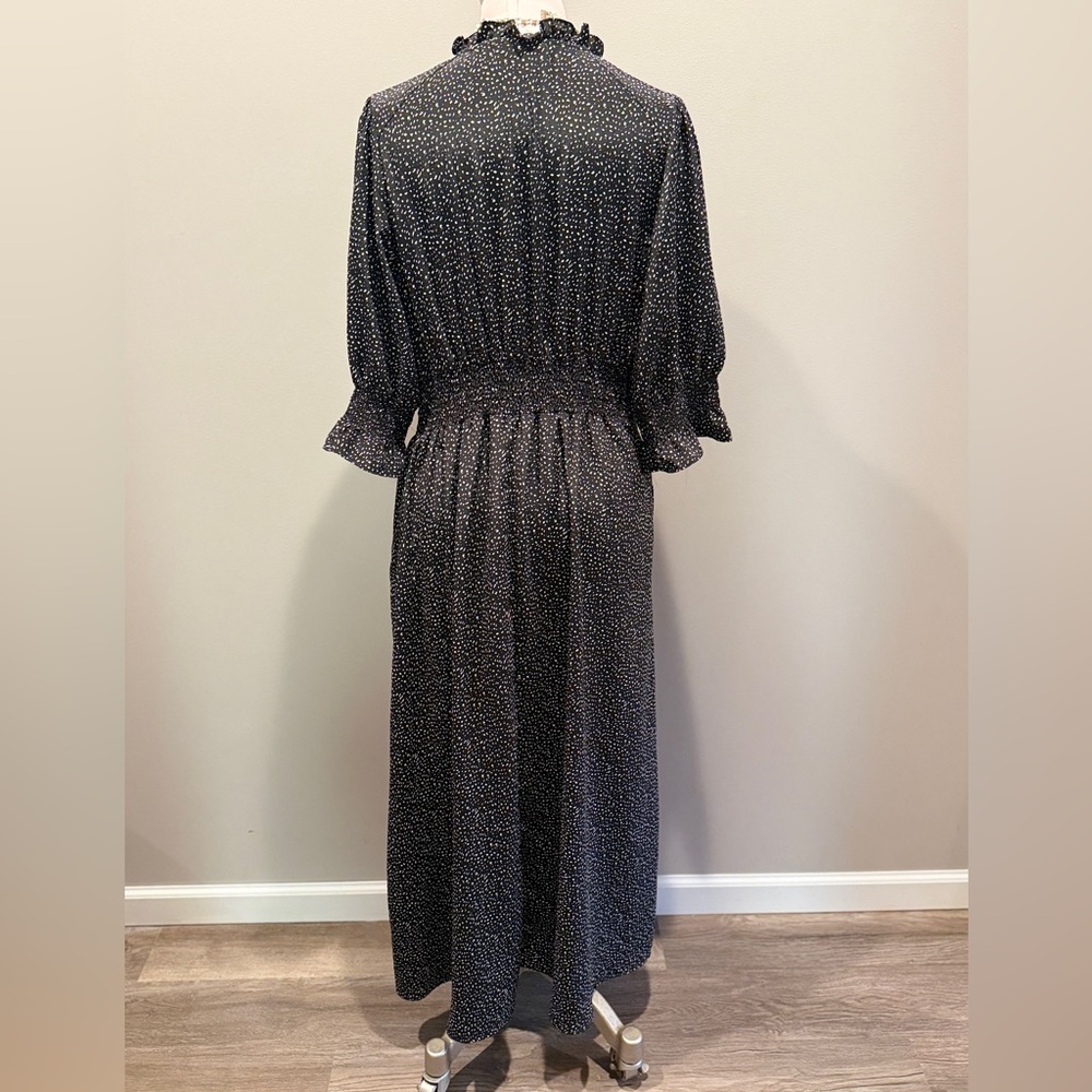 MELLODAY Black and White Confetti Heart Long Sleeve Midi Dress - Picture 2 of 5